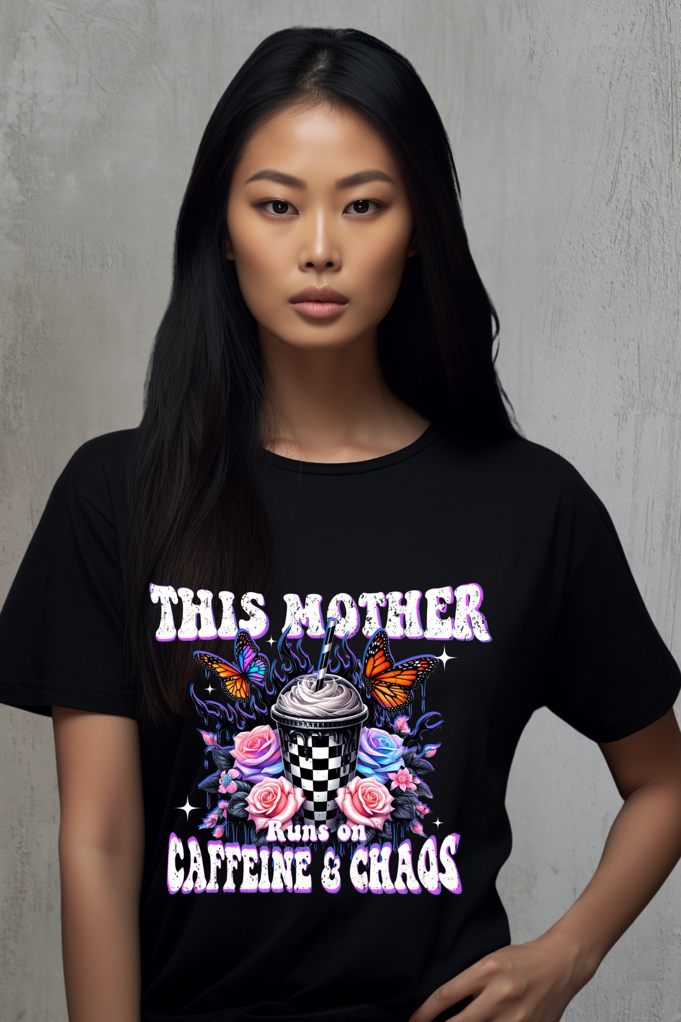 Caffeine and Chaos Mom T-Shirt