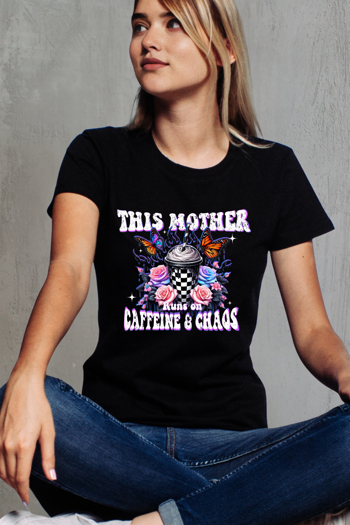Caffeine and Chaos Mom T-Shirt