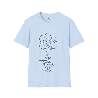 Light blue t-shirt with black abstract 67 design on a white background