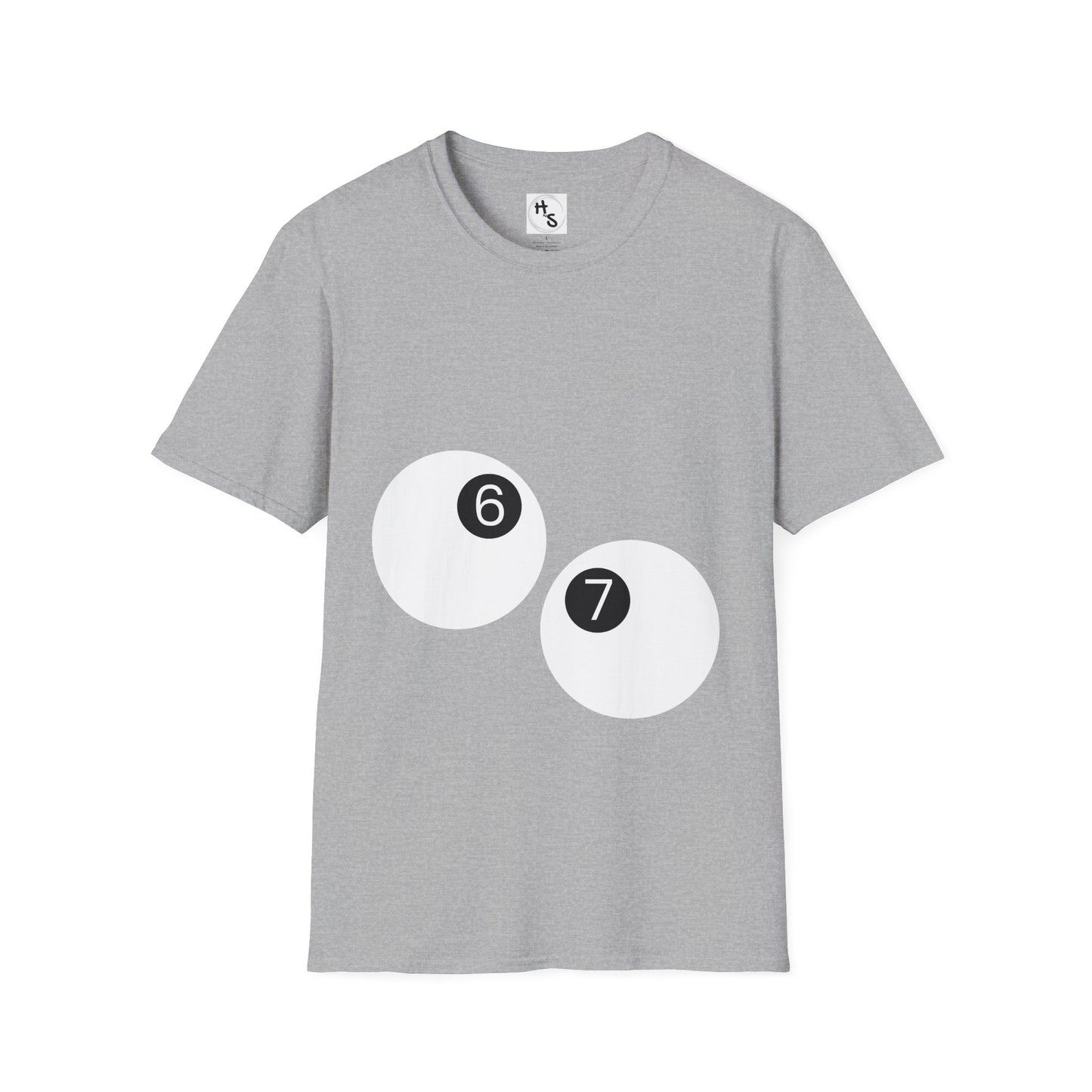 Gray t-shirt with number designs on a white background