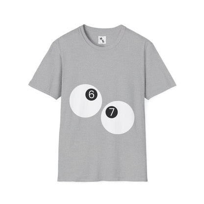 Gray t-shirt with number designs on a white background