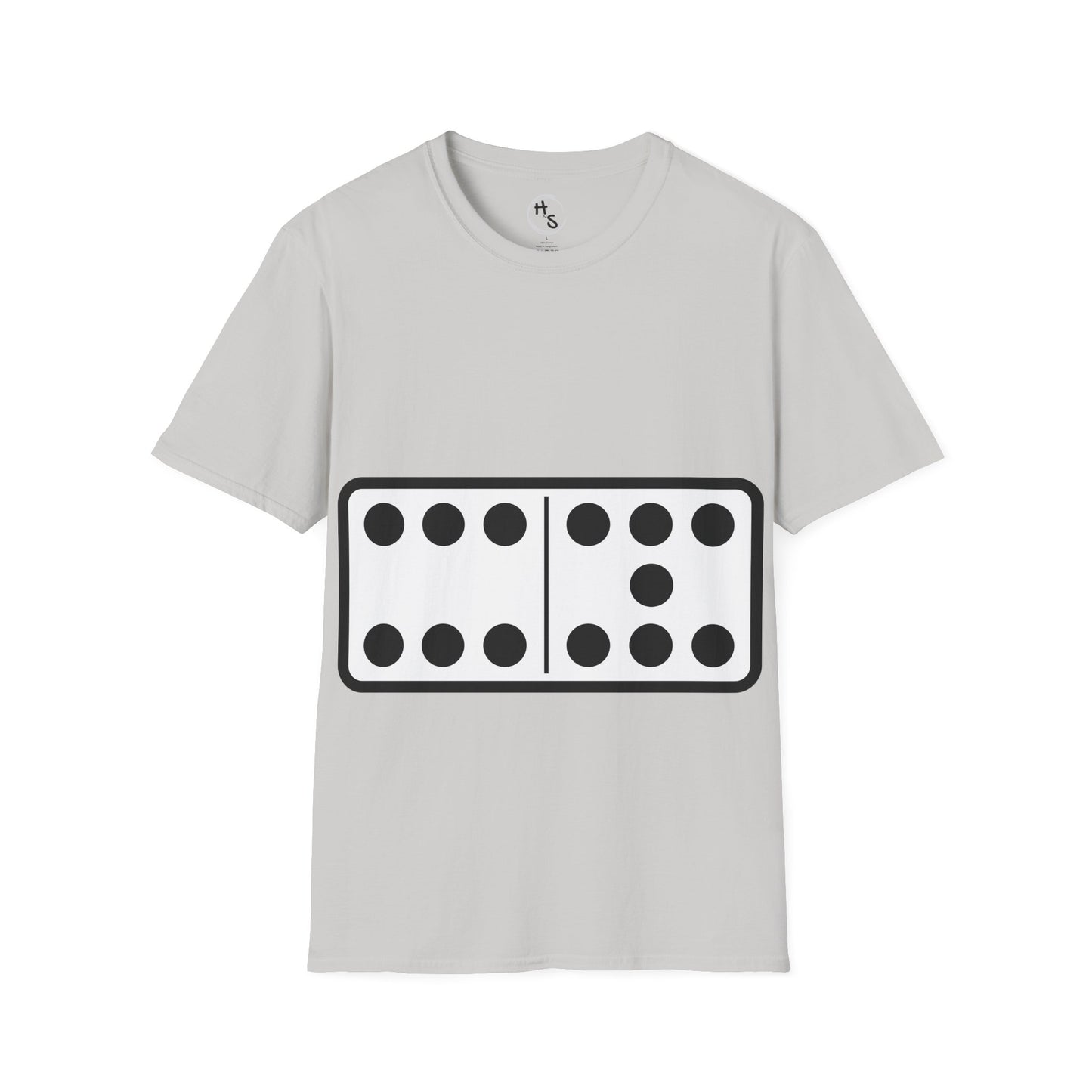 Gray t-shirt with a black and white  67 graphic design on a white background