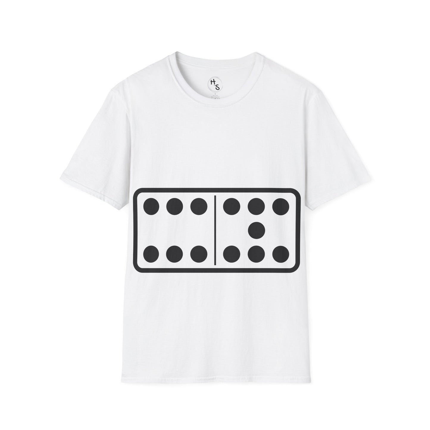 White t-shirt with black 67 graphic design on a white background 