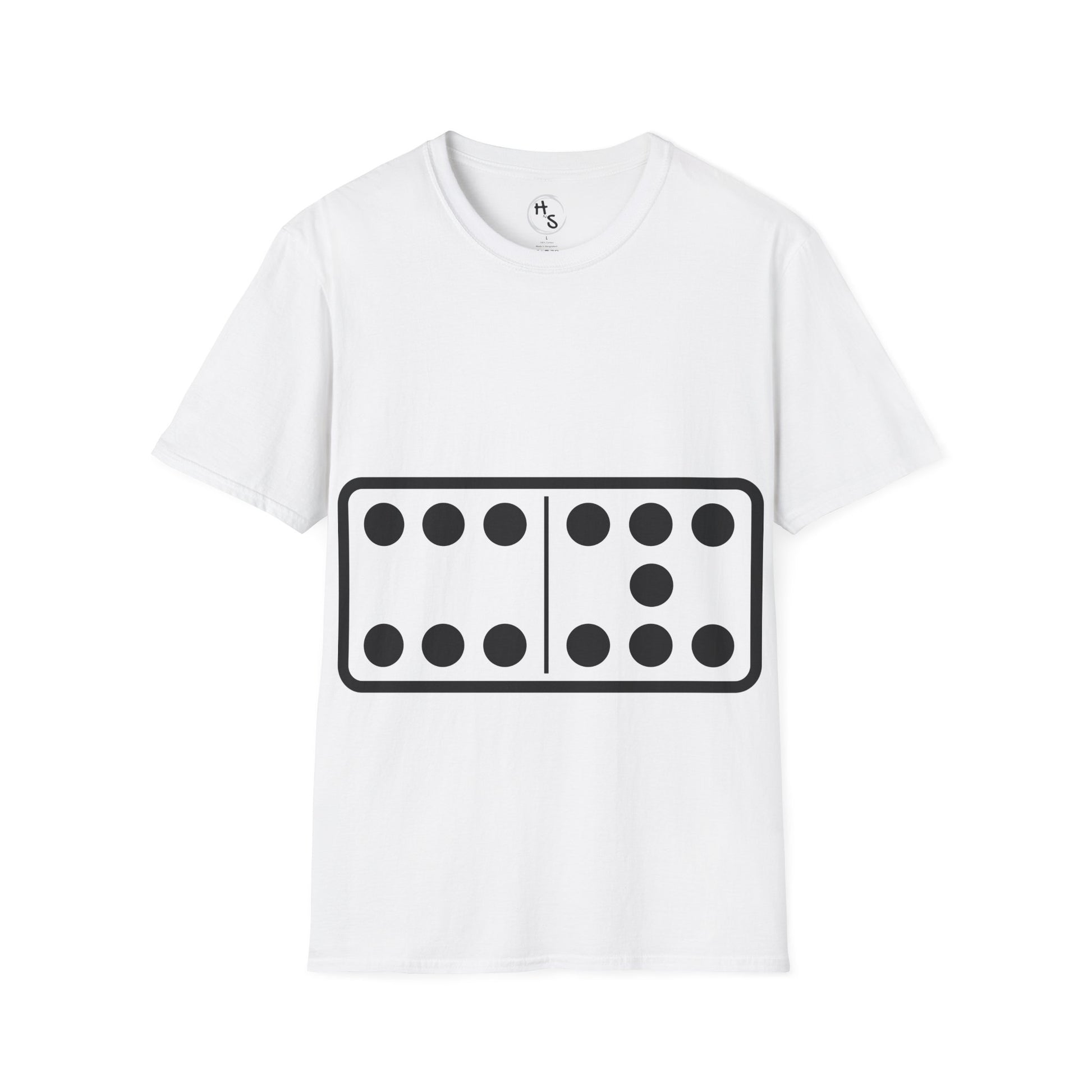 White t-shirt with black 67 graphic design on a white background 