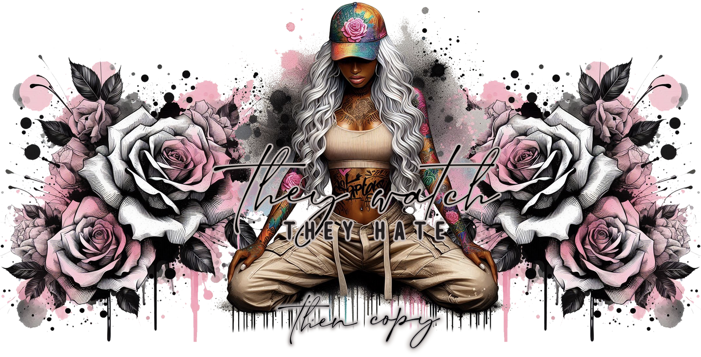 Artistic design with flowers and text on a white background