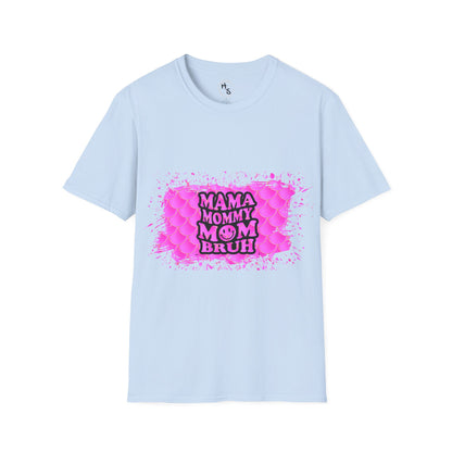 Light blue t-shirt with pink graphic and text on a white background