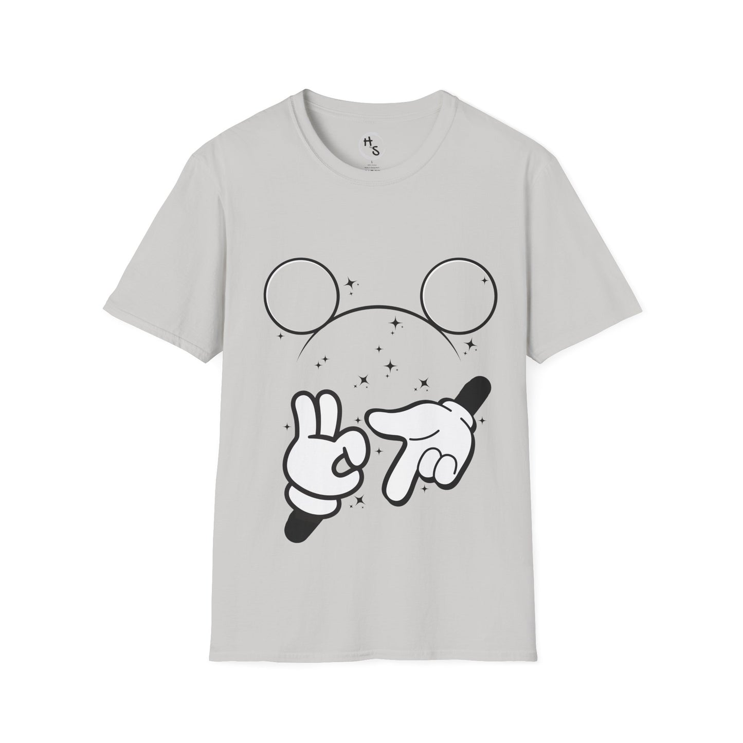 Gray t-shirt with 67 black and white graphic design on a grey background