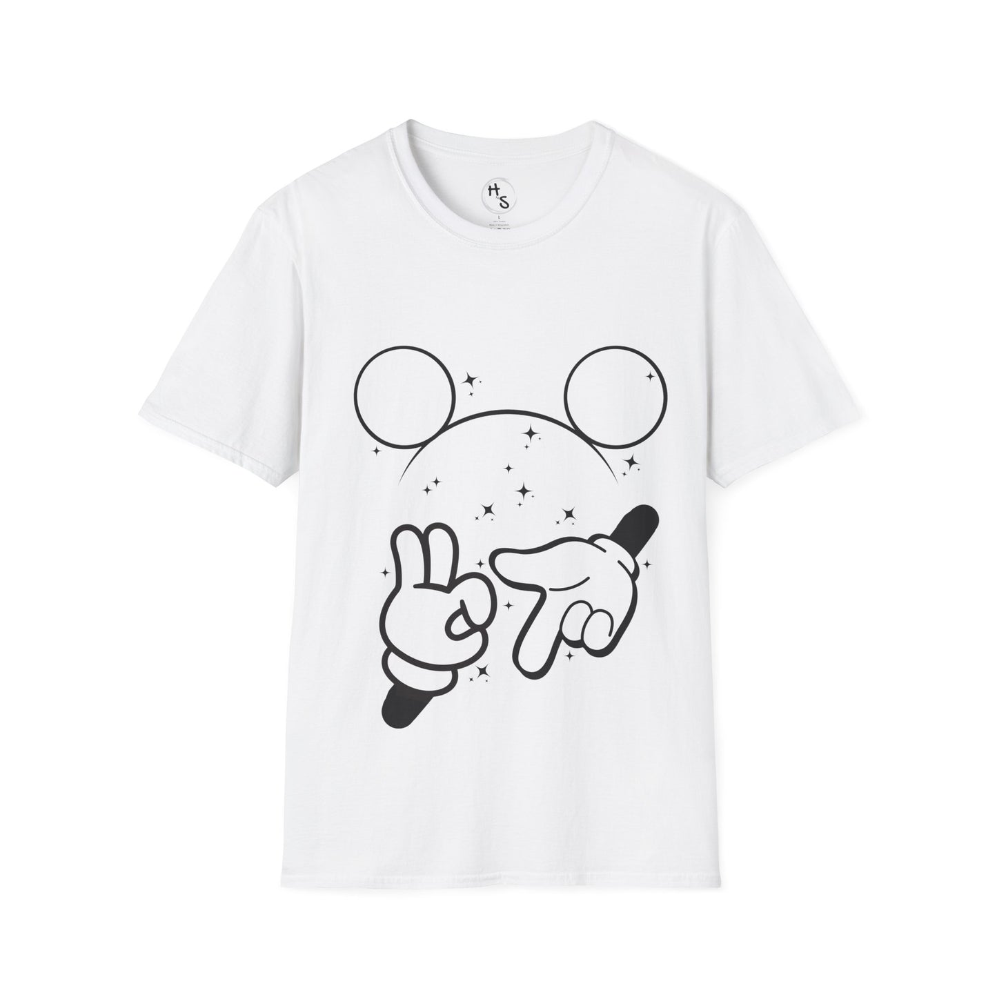 White t-shirt with black 67 graphic design on a white background