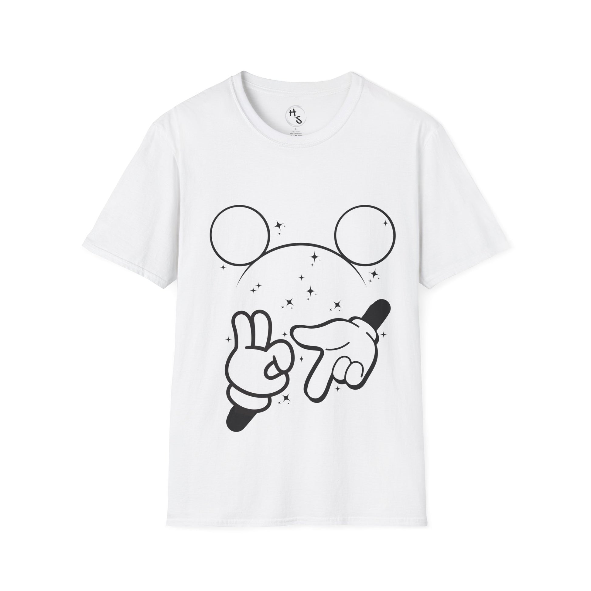 White t-shirt with black 67 graphic design on a white background