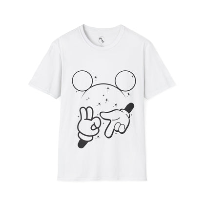 White t-shirt with black 67 graphic design on a white background