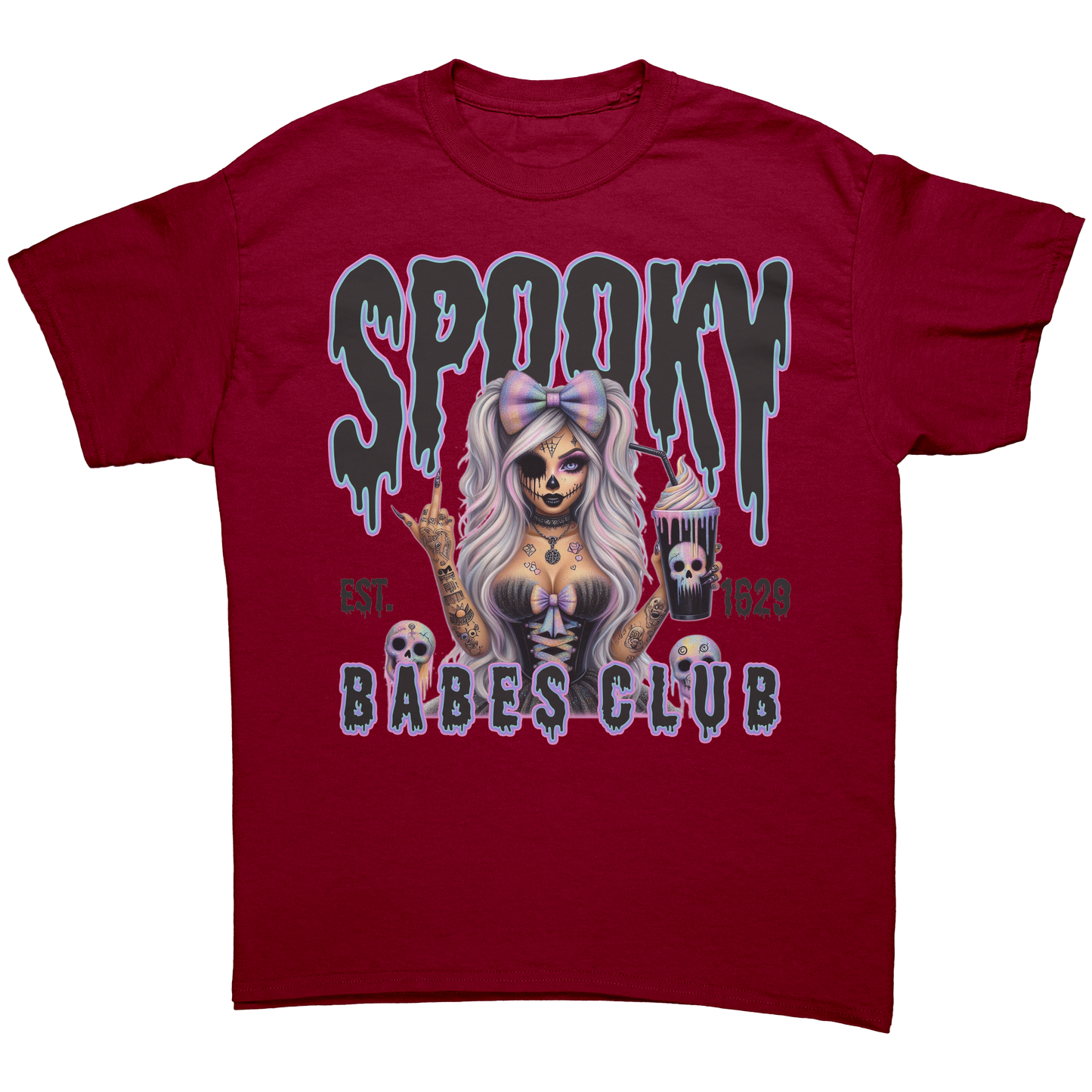 Spooky_Babes_Club_T-Shirt_Cardinal_Red_Front_Mockup.png