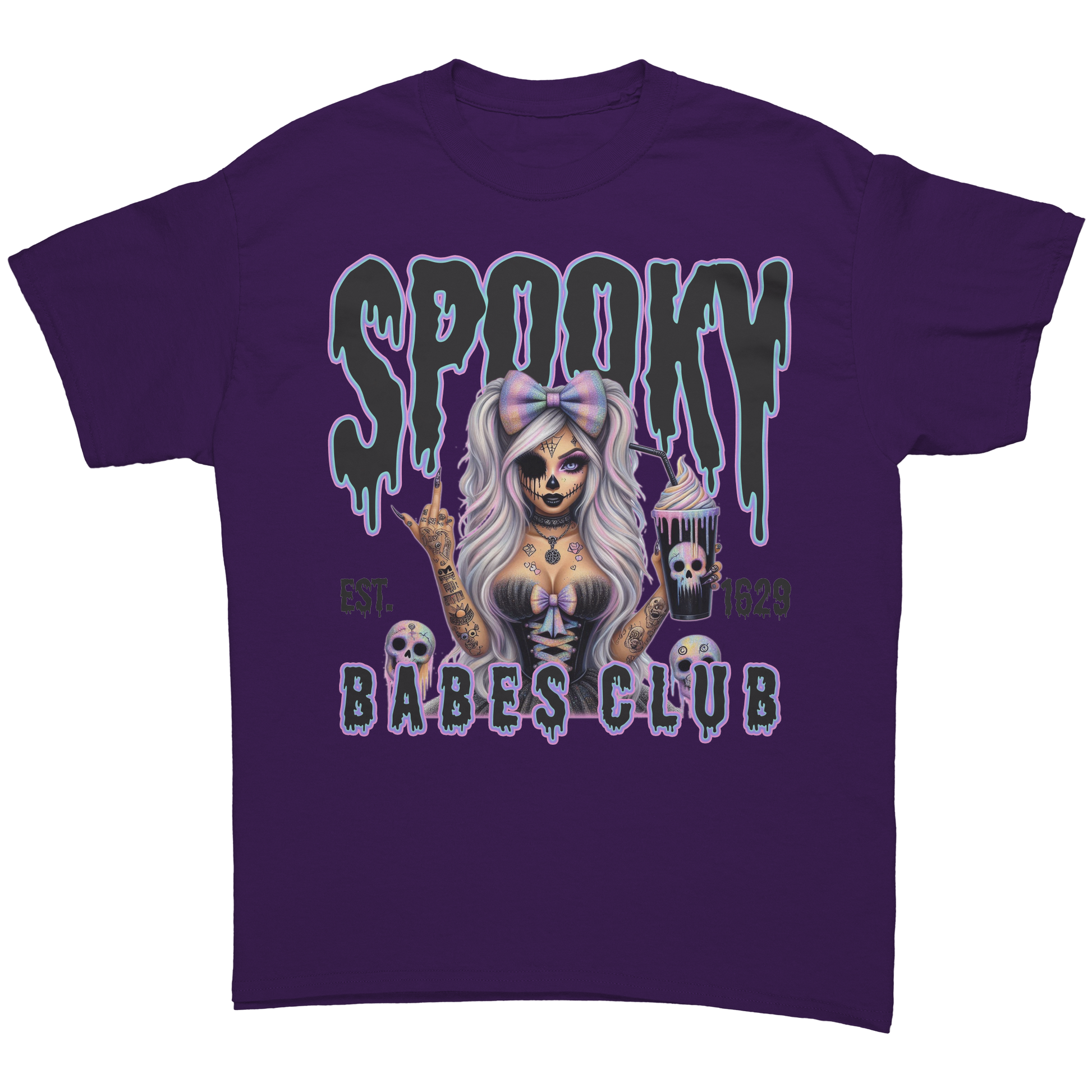 Spooky_Babes_Club_T-Shirt_Purple_Front_Mockup.png