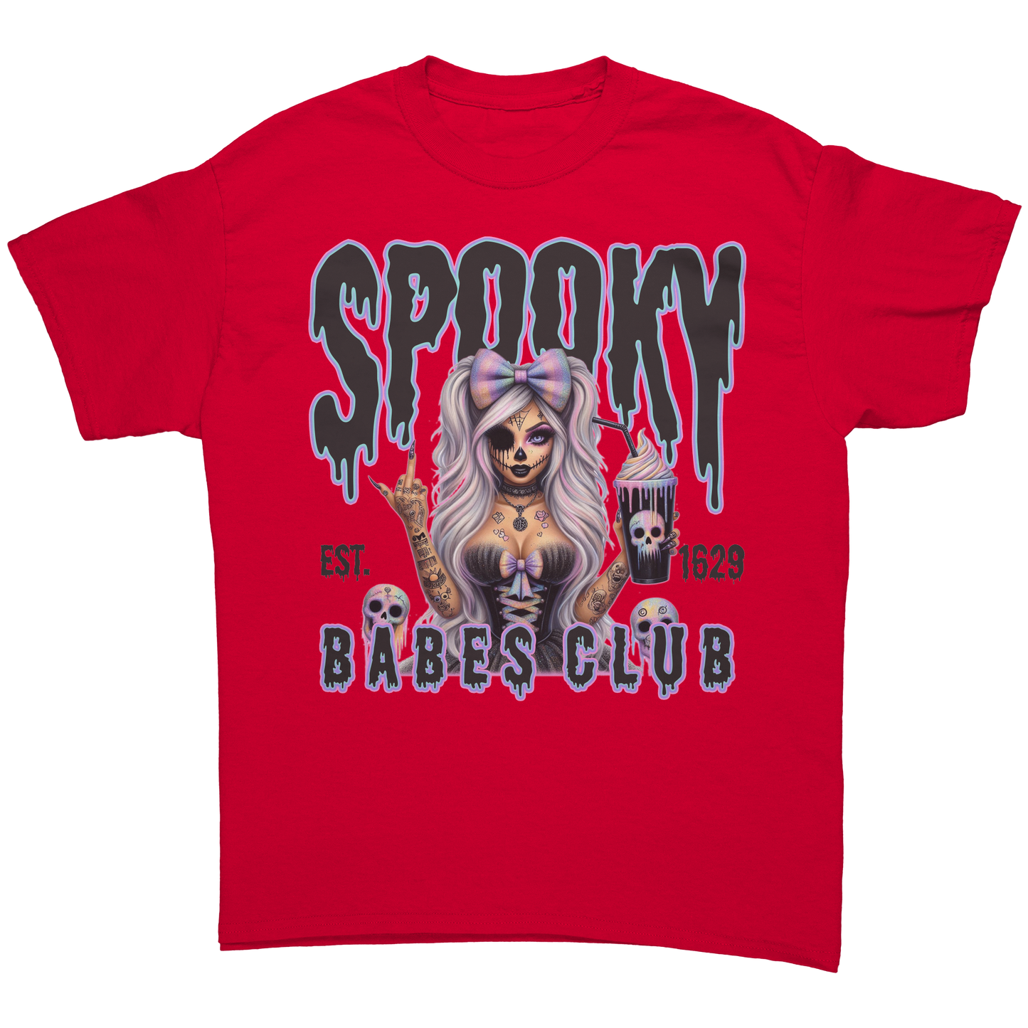Spooky_Babes_Club_T-Shirt_Red_Front_Mockup.png
