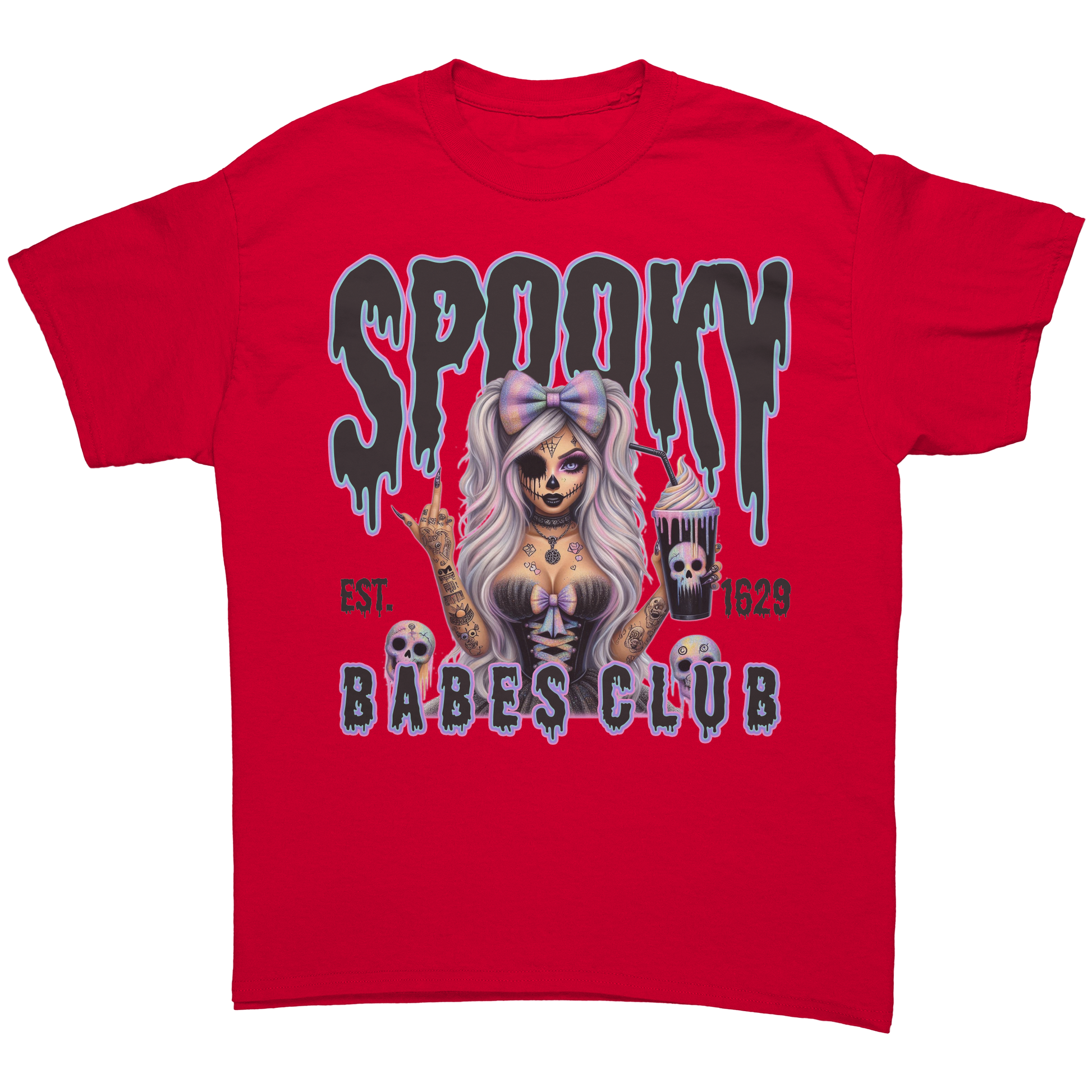 Spooky_Babes_Club_T-Shirt_Red_Front_Mockup.png