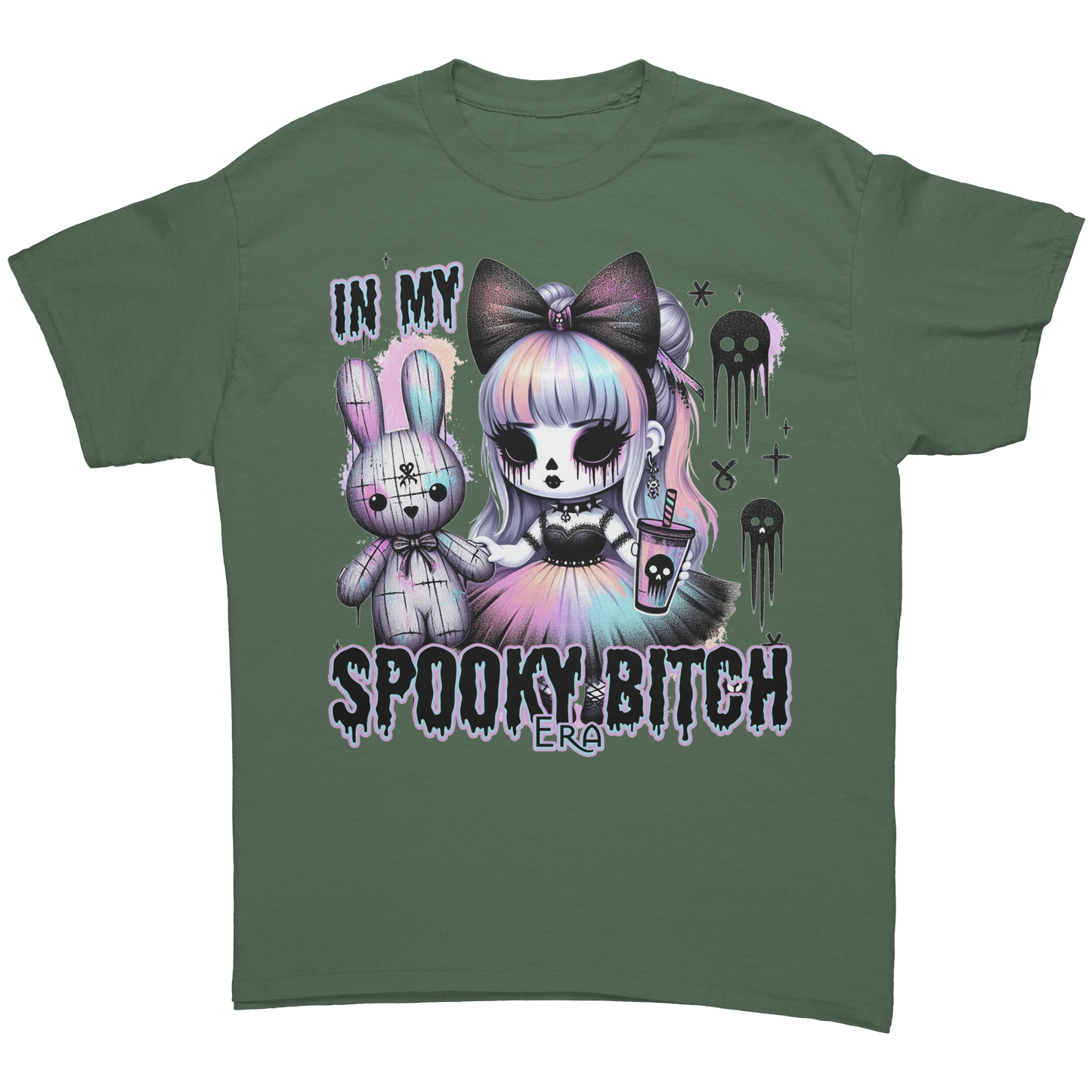 Spooky_Bitch_T-Shirt_Military_Green_Front_Mockup.png