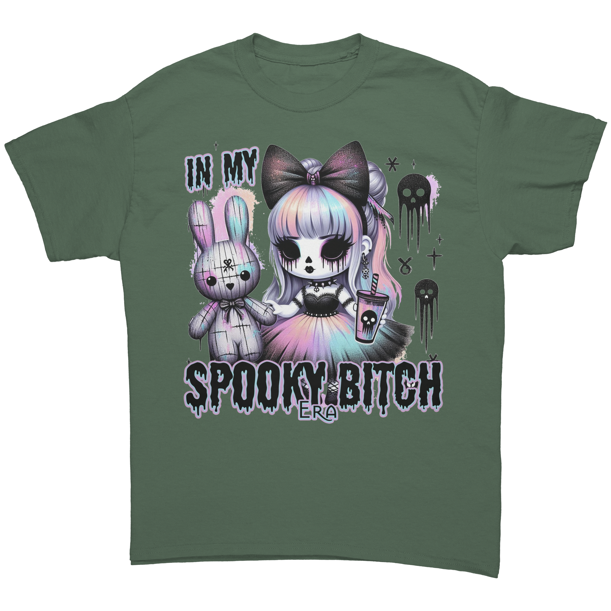 Spooky_Bitch_T-Shirt_Military_Green_Front_Mockup.png