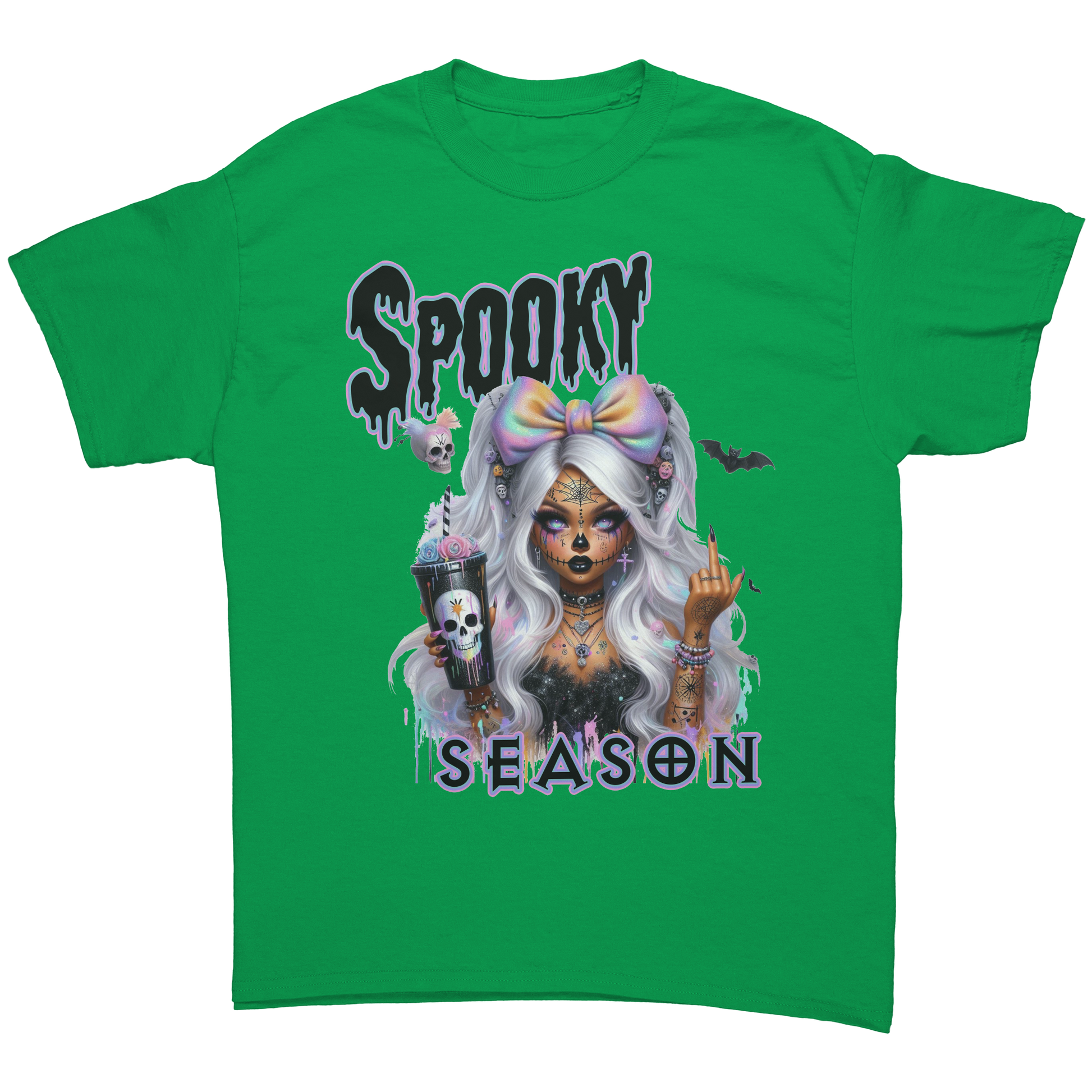 Spooky_Chick_T-Shirt_Irish_Green_Mockup.png