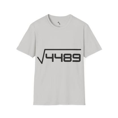 Grey t-shirt with black 67 design on a white background