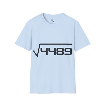 Light blue t-shirt with black 67 design on a white background