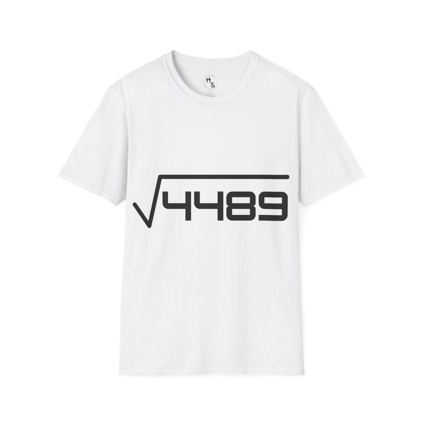 Man wearing a gray t-shirt with a black 67 design on a gray background