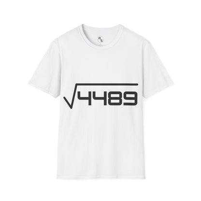 Man wearing a gray t-shirt with a black 67 design on a gray background